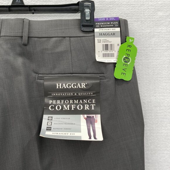Haggar Dress Pants Women's 36x30 Gray Performance Stretch Straight Leg Waistband - Picture 11 of 12